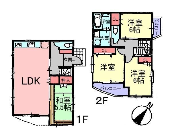 Floor plan. (3 Building), Price 34,958,000 yen, 4LDK, Land area 78.09 sq m , Building area 95.77 sq m