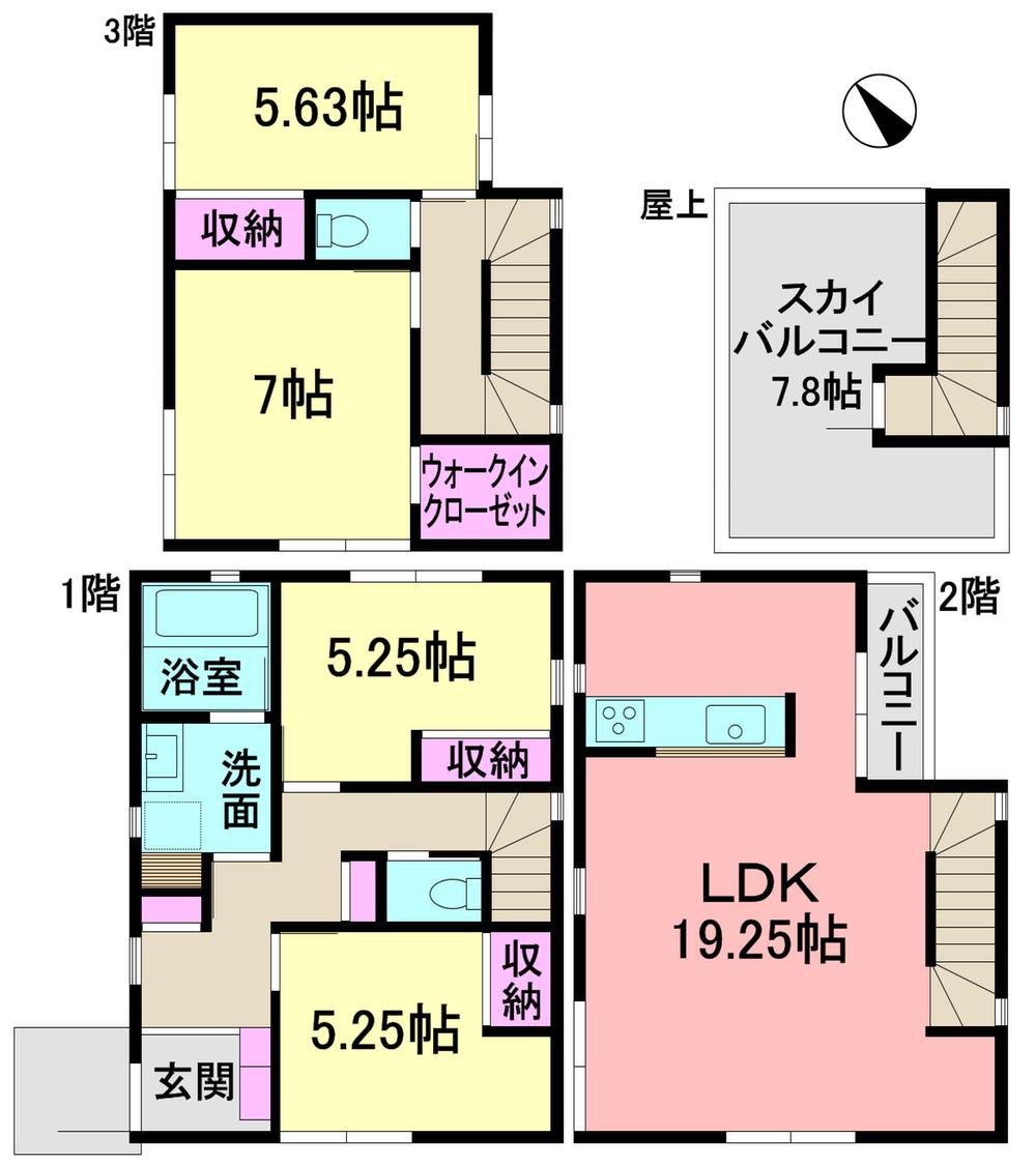 Floor plan. (1 Building), Price 37,800,000 yen, 4LDK, Land area 92.02 sq m , Building area 110.11 sq m