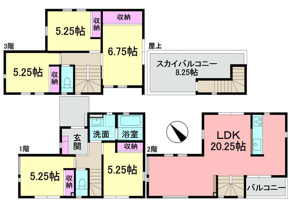 Floor plan. (4 Building), Price 41,300,000 yen, 5LDK, Land area 79.71 sq m , Building area 116.33 sq m