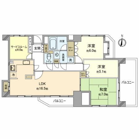 Floor plan. 3LDK+S, Price 16.2 million yen, Occupied area 87.59 sq m , Balcony area 18.1 sq m