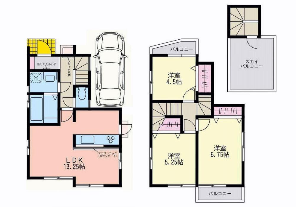 Floor plan. 32,800,000 yen, 3LDK, Land area 75.39 sq m , Building area 74.78 sq m