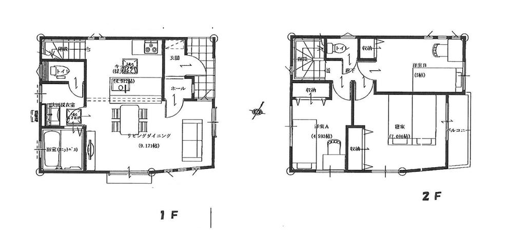 Floor plan. Price 37,800,000 yen, 4LDK, Land area 77.44 sq m , Building area 89.95 sq m