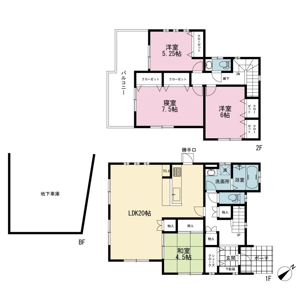 Floor plan. 47,800,000 yen, 4LDK, Land area 138.45 sq m , Building area 110.13 sq m