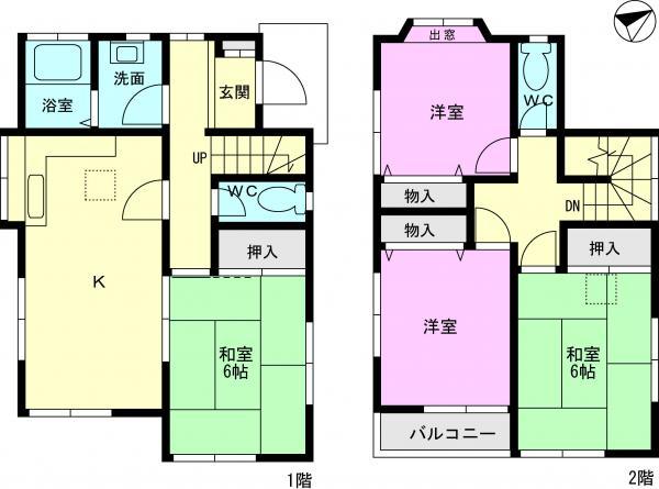 Floor plan. 21,800,000 yen, 4DK, Land area 94.74 sq m , Building area 76.03 sq m