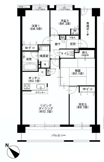 Floor plan. 4LDK, Price 29,900,000 yen, Occupied area 77.36 sq m , Balcony area 10.98 sq m