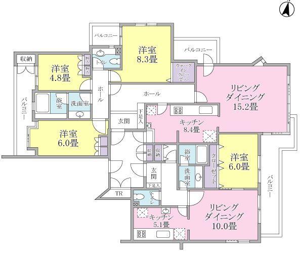 Floor plan. 4LLDDKK, Price 45,800,000 yen, Footprint 155.92 sq m , Balcony area 28 sq m