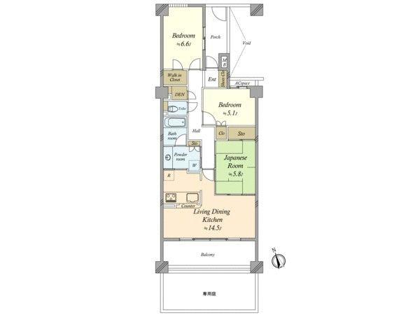 Floor plan. 3LDK, Price 32,900,000 yen, Footprint 76.5 sq m , Balcony area is 12.2 sq m Floor