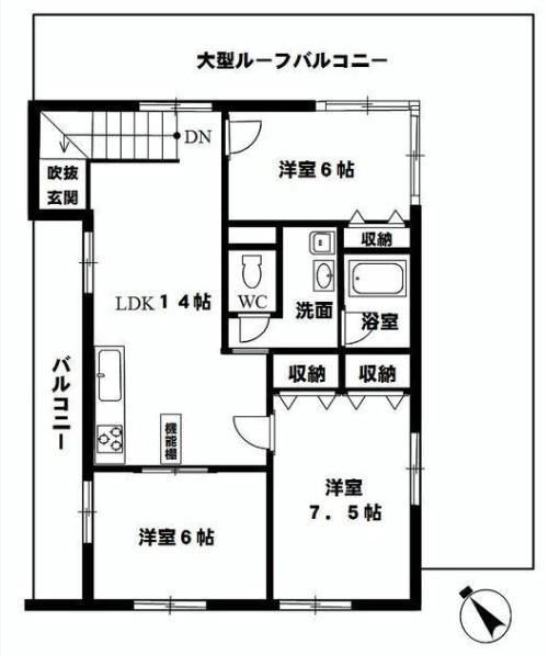 Floor plan. 3LDK, Price 16.8 million yen, Occupied area 69.73 sq m , Balcony area 54.1 sq m