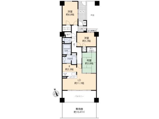 Floor plan. 3LDK, Price 32,900,000 yen, Footprint 76.5 sq m , Balcony area 12.2 sq m floor plan