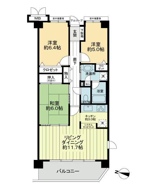 Floor plan. 3LDK, Price 21 million yen, Occupied area 71.53 sq m , Balcony area 10.15 sq m