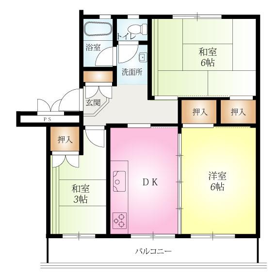Floor plan. 3DK, Price 12 million yen, Occupied area 51.18 sq m , Balcony area 8.26 sq m
