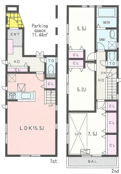 Floor plan. 35,800,000 yen, 3LDK, Land area 92.19 sq m , The building area of ​​98.4 sq m each room to place the large closet, Very accommodating rich floor plan, which is also attic storage. 