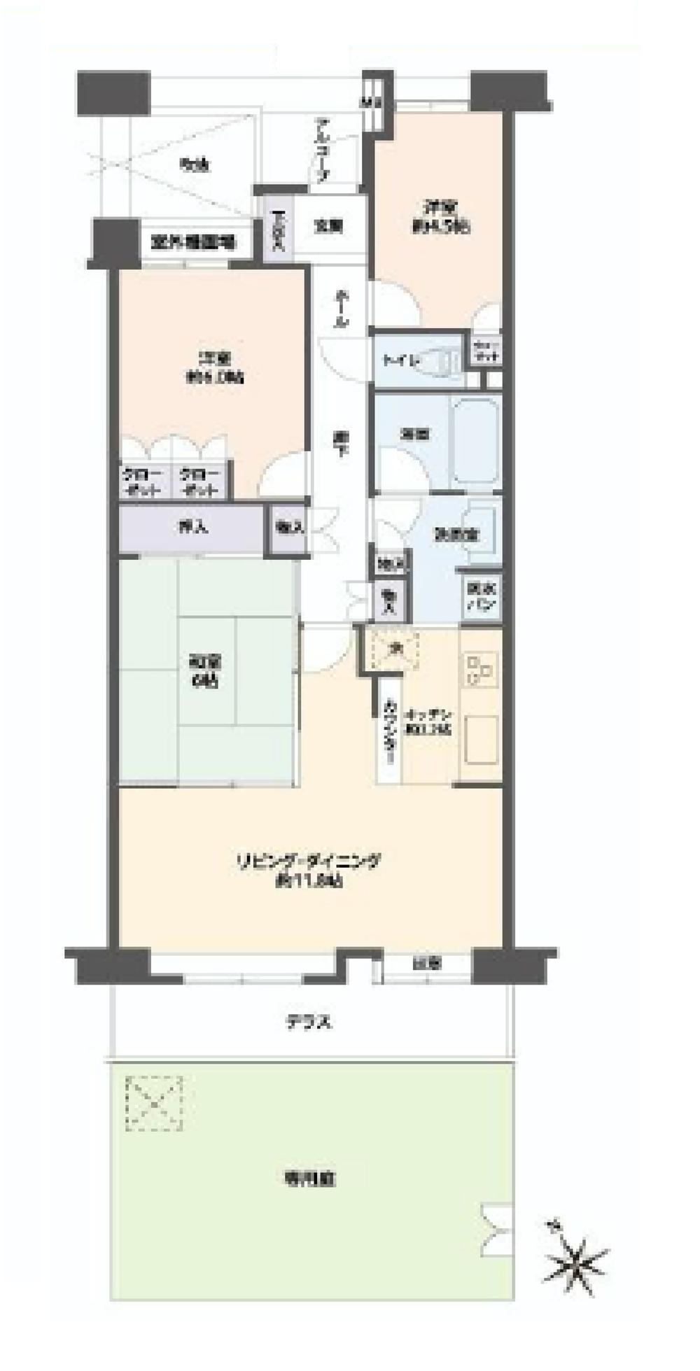 Floor plan. 3LDK, Price 23,980,000 yen, Occupied area 71.56 sq m