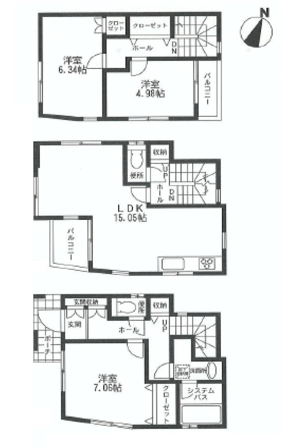 Floor plan. 30,800,000 yen, 3LDK, Land area 68.47 sq m , Building area 90.58 sq m