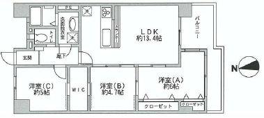 Floor plan. 3LDK, Price 19,800,000 yen, Occupied area 67.24 sq m , Balcony area 7.71 sq m floor plan