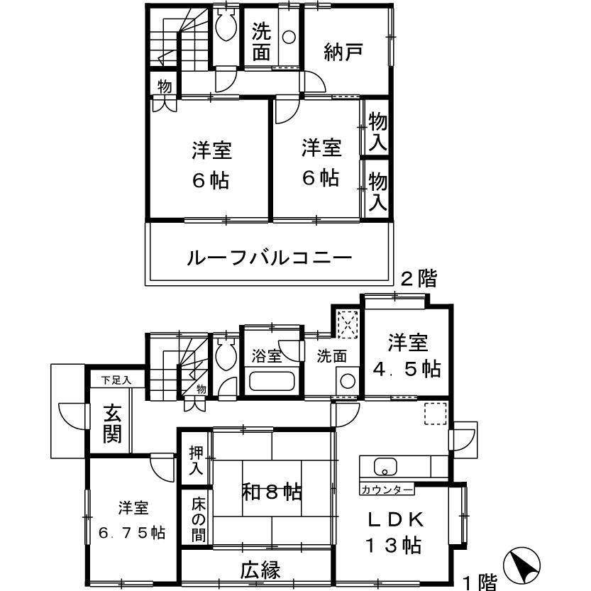 Floor plan. 34,900,000 yen, 4LDK + S (storeroom), Land area 235.56 sq m , Building area 147.49 sq m
