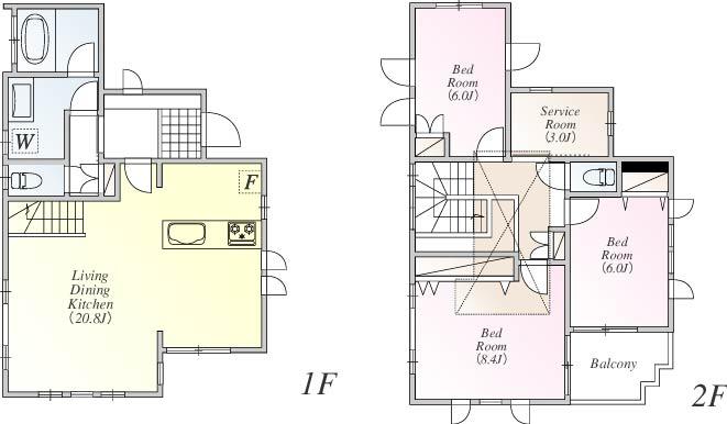 Building plan example (floor plan). Building plan example (1 compartment) 3LDK + S, Land price 26,800,000 yen, Land area 128.4 sq m , Building price 15.8 million yen, Building area 99.81 sq m