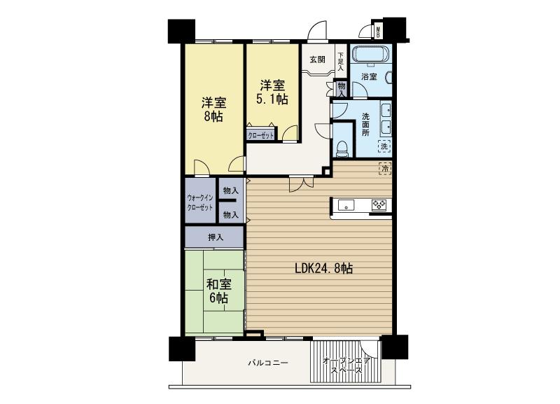 Floor plan. 3LDK, Price 31,900,000 yen, The area occupied 100.3 sq m , Balcony area 10.2 sq m