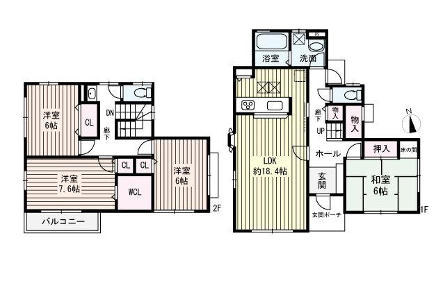 Floor plan. 49,500,000 yen, 4LDK, Land area 208.54 sq m , Building area 115.58 sq m