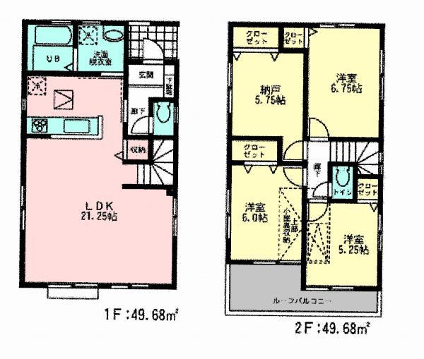 Floor plan. 38,800,000 yen, 4LDK, Land area 85.76 sq m , Building area 91.08 sq m