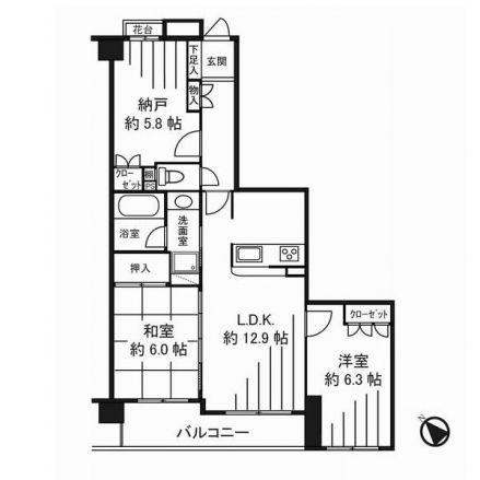 Floor plan. 2LDK + S (storeroom), Price 19,990,000 yen, Occupied area 67.57 sq m , Balcony area 7.51 sq m floor plan