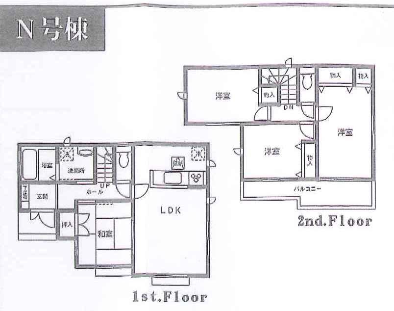 Floor plan. (N), Price 37,800,000 yen, 4LDK, Land area 125.04 sq m , Building area 91.5 sq m