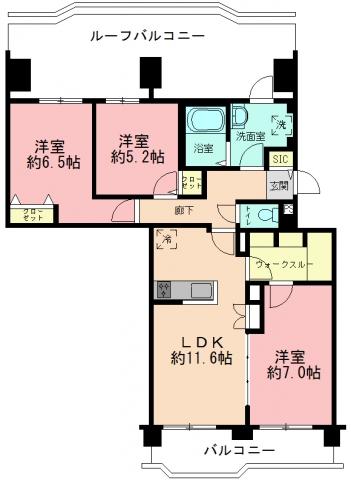 Floor plan. 3LDK, Price 24,990,000 yen, Occupied area 73.28 sq m , Balcony area 8.91 sq m