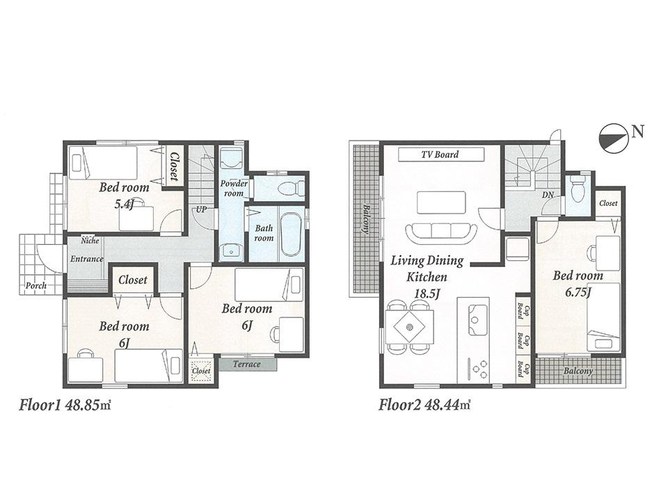 Floor plan. (4 Building), Price 31,400,000 yen, 4LDK, Land area 125.03 sq m , Building area 97.29 sq m