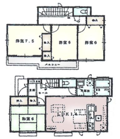 Floor plan. (1), Price 50,300,000 yen, 4LDK, Land area 130.38 sq m , Building area 98.12 sq m