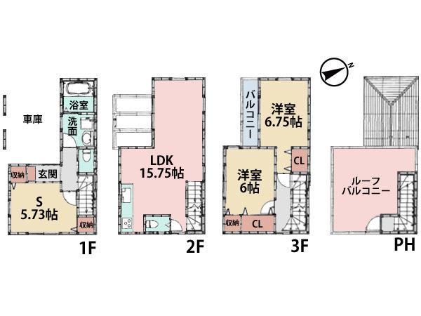 Floor plan. (4 Building), Price 27,960,000 yen, 3LDK, Land area 51.9 sq m , Building area 89.82 sq m