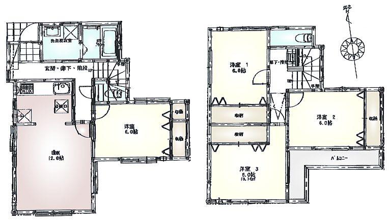 Floor plan. (Phase 1 (2) Issue), Price 39,800,000 yen, 4LDK, Land area 125.04 sq m , Building area 96.01 sq m