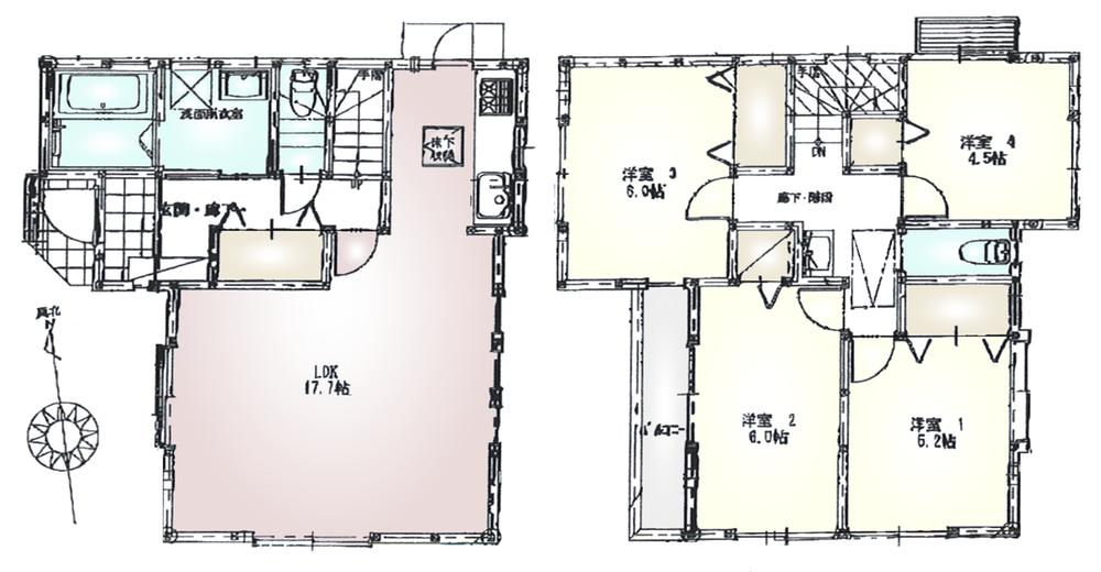 Floor plan. (Phase 1 (3) issue), Price 43,800,000 yen, 4LDK, Land area 125.04 sq m , Building area 96.88 sq m