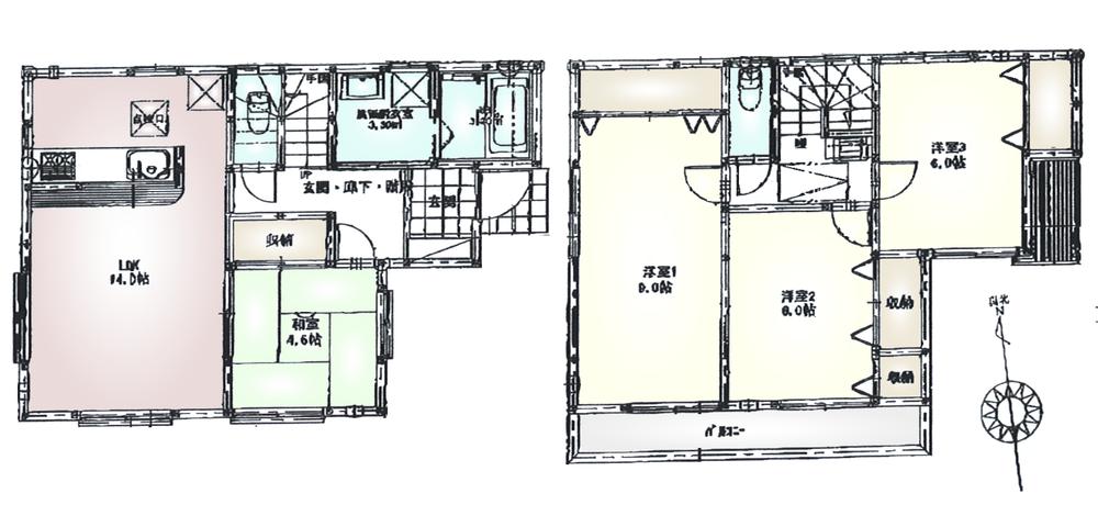 Floor plan. (Phase 1 (4) issue), Price 42,800,000 yen, 4LDK, Land area 125.3 sq m , Building area 97.21 sq m