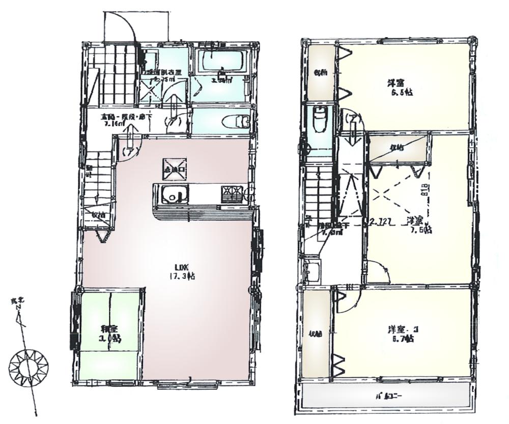 Floor plan. (Phase 1 No. A), Price 35 million yen, 4LDK, Land area 125.18 sq m , Building area 98.5 sq m