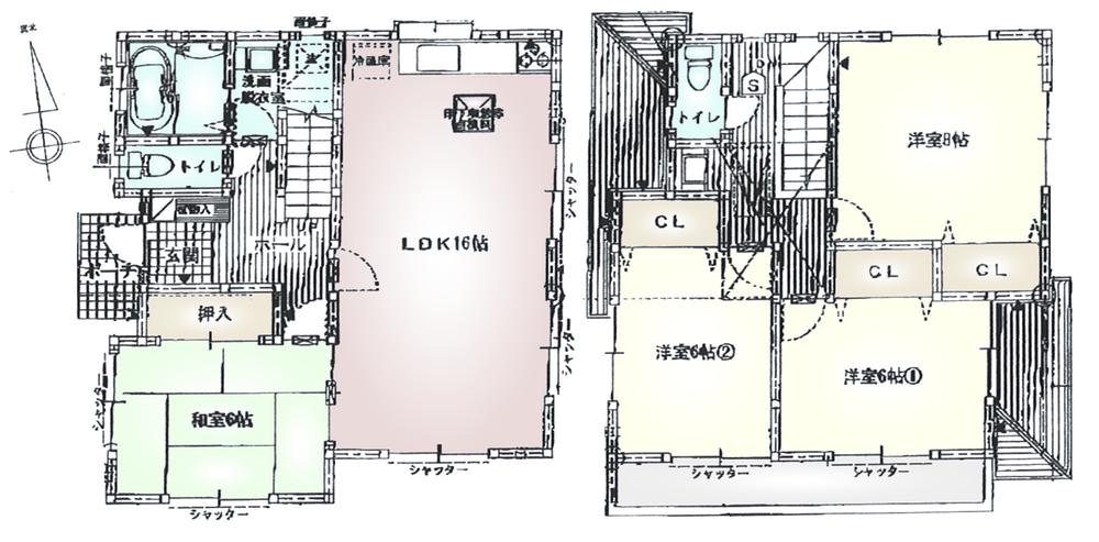 Floor plan. (Phase 2 No. B), Price 39,800,000 yen, 4LDK, Land area 140.11 sq m , Building area 102.38 sq m