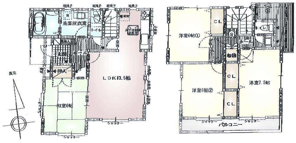 Floor plan. (Phase 2 No. C), Price 40,800,000 yen, 4LDK, Land area 140.1 sq m , Building area 97.08 sq m