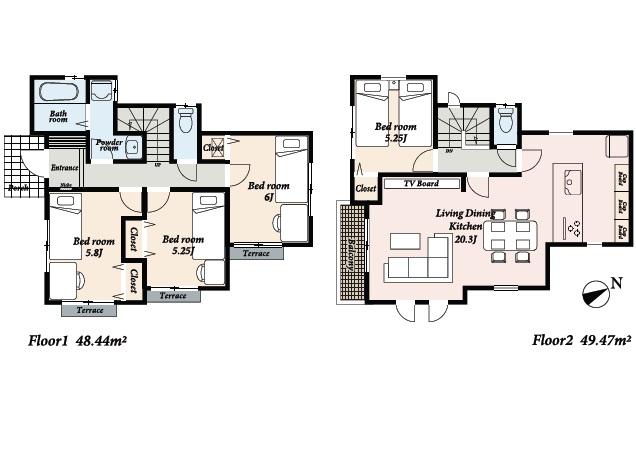 Floor plan. (D Building (corner lot)), Price 31,800,000 yen, 4LDK, Land area 125.11 sq m , Building area 97.91 sq m