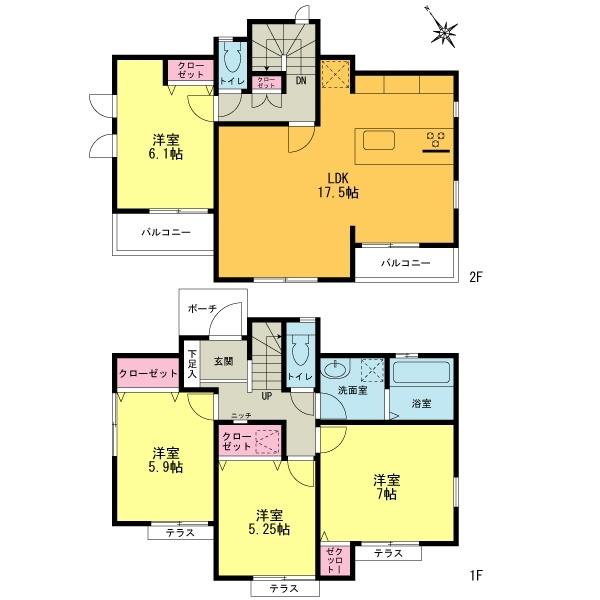 Floor plan. (R10-2 Building), Price 32,600,000 yen, 4LDK, Land area 125.1 sq m , Building area 97.16 sq m