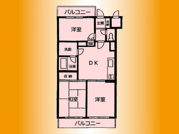 Floor plan. 3DK, Price 9.8 million yen, Occupied area 52.25 sq m , Balcony area 9.08 sq m