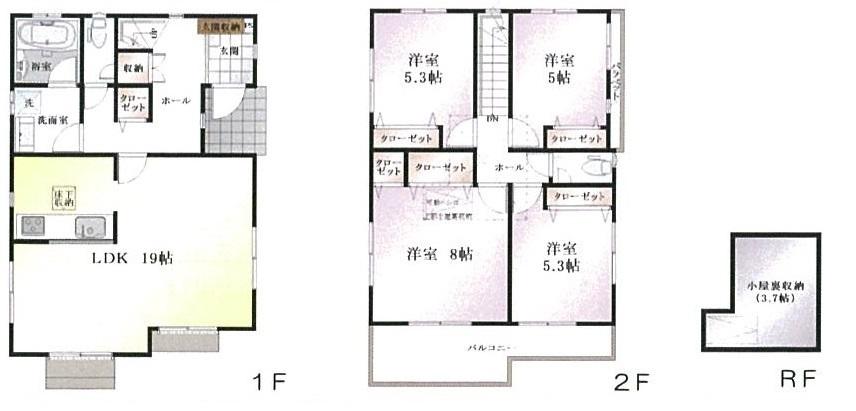 Floor plan. (7 Building), Price 55,800,000 yen, 4LDK, Land area 101.85 sq m , Building area 103.79 sq m