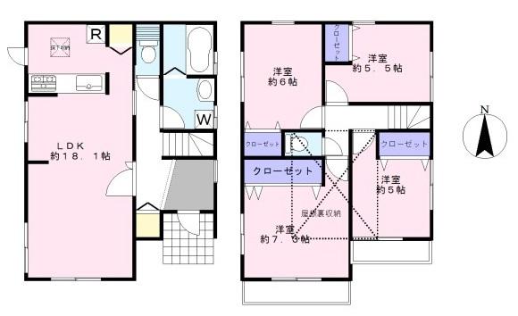 Floor plan. (A Building), Price 52,800,000 yen, 4LDK, Land area 110.97 sq m , Building area 101.02 sq m