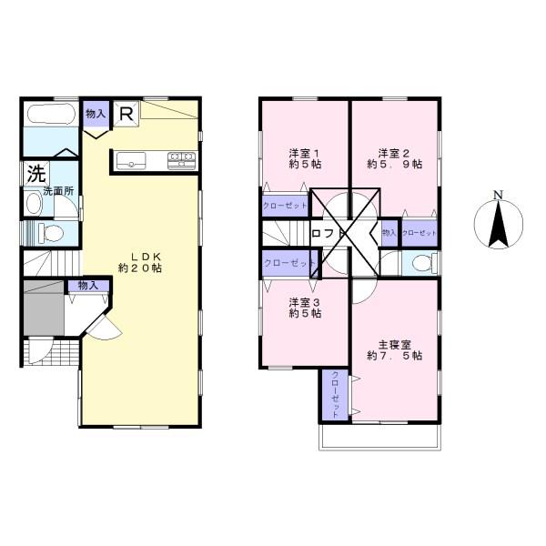 Floor plan. (B Building), Price 49,800,000 yen, 4LDK, Land area 110.04 sq m , Building area 101.02 sq m