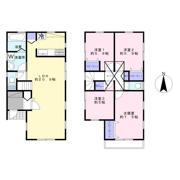 Floor plan. (C Building), Price 49,800,000 yen, 4LDK, Land area 110.03 sq m , Building area 101.02 sq m