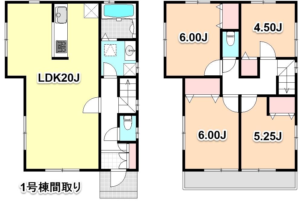Floor plan. (1 Building), Price 43,800,000 yen, 4LDK, Land area 107.68 sq m , Building area 96.04 sq m