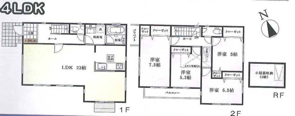 Floor plan. (4), Price 54,800,000 yen, 4LDK, Land area 103.89 sq m , Building area 109.3 sq m