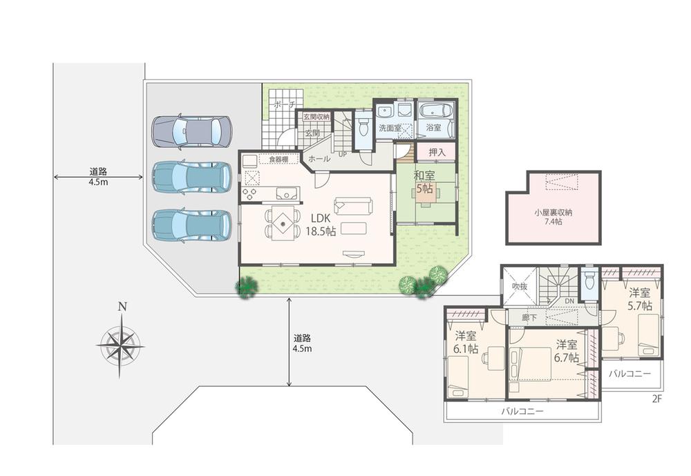 Floor plan. (B Building), Price 44,800,000 yen, 4LDK, Land area 129.01 sq m , Building area 102.67 sq m