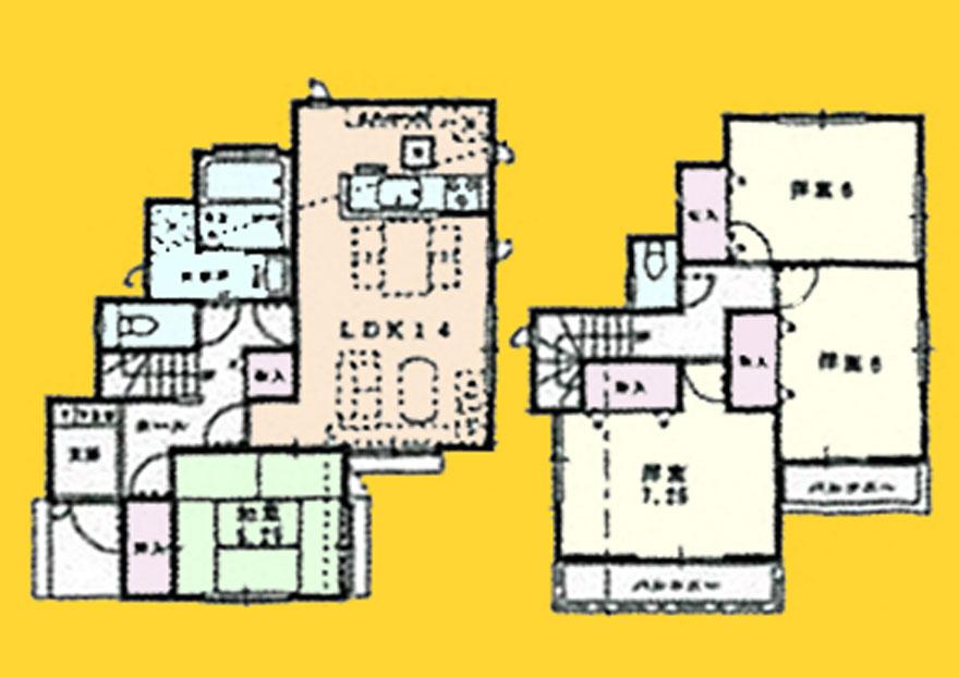 Floor plan. (1-3), Price 49,800,000 yen, 4LDK, Land area 130.38 sq m , Building area 96.87 sq m