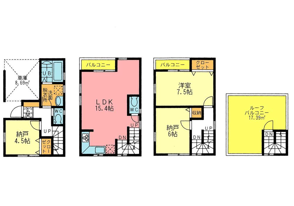 Floor plan. (2), Price 29,960,000 yen, 1LDK+2S, Land area 51.83 sq m , Building area 95.83 sq m