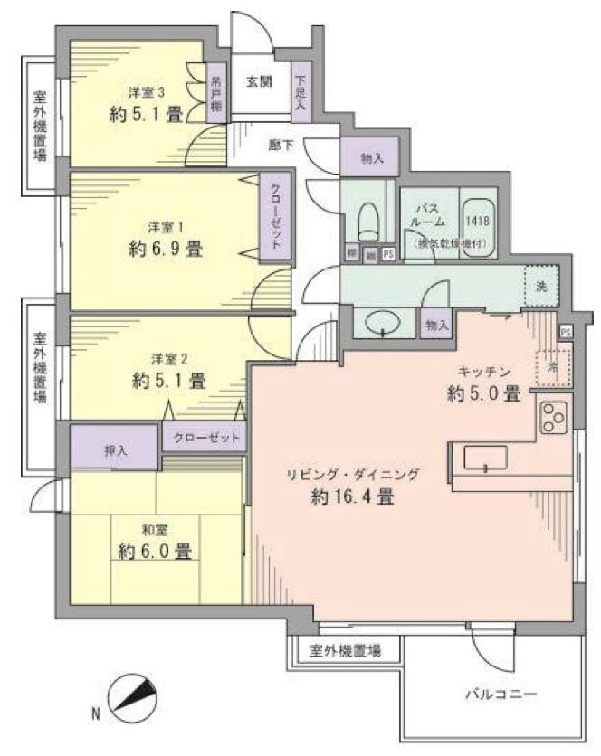 Floor plan. 4LDK, Price 27,800,000 yen, Occupied area 95.79 sq m , Balcony area 6.8 sq m 4LDK