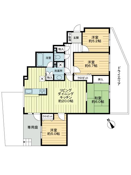 Floor plan. 4LDK, Price 25,800,000 yen, Occupied area 91.67 sq m